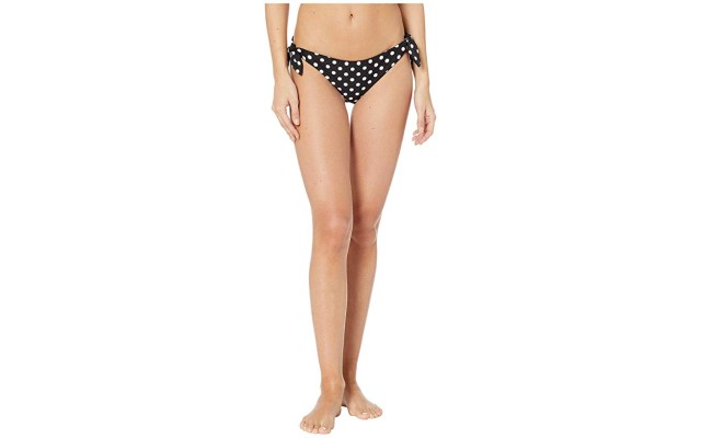  Lia Dot Reversible Side Tie Bikini Bottoms, X-Large, Black/White