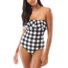 Kate Spade New York Ruffle Bandeau One-Piece Swimsuit, Black, Medium
