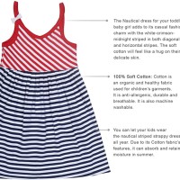 Kleverkids Toddler Baby Girls Striped Peruvian Cotton Dress – Strappy, Long Skirt – 2 Pack, White/Crimson/Midnight, 3