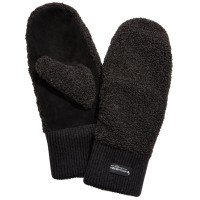 Koolaburra By UGG Faux-Shearling Mittens with Knit Cuff, S/M, Black