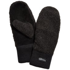 Koolaburra By UGG Faux-Shearling Mittens with Knit Cuff, S/M, Black