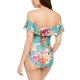  Garden Social Printed Off-The-Shoulder One-Piece Swimsuit, 8, Multicolor