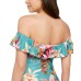  Garden Social Printed Off-The-Shoulder One-Piece Swimsuit, 8, Multicolor
