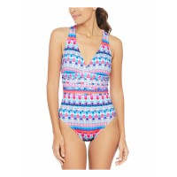 La Blanca Global Jive Printed Strappy-Back Tummy-Control One-Piece Swimsuit Women, Multi, 6
