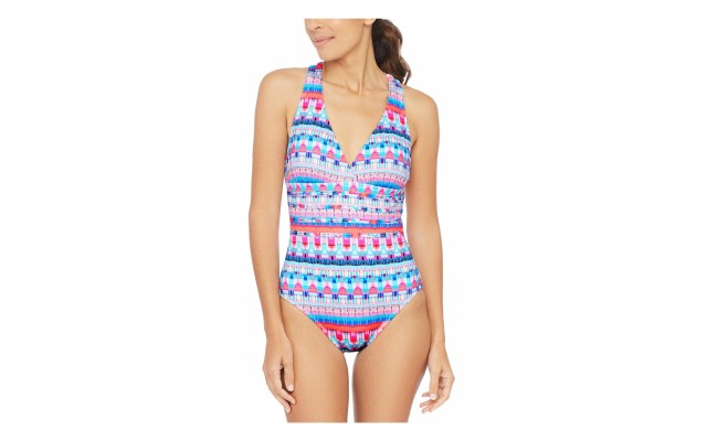  Global Jive Printed Strappy-Back Tummy-Control One-Piece Swimsuit Women, Multi, 6