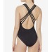  Island Goddess Multistrap Cross Back One Piece Swimsuit, Black, Black, 4