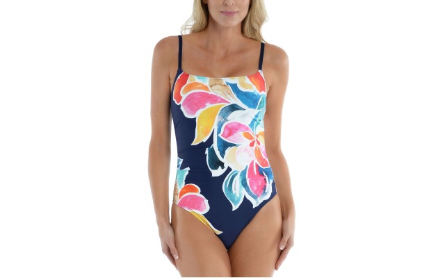  Petals In Bloom One-Piece Swimsuit, Indigo, 8
