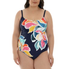 La Blanca Plus Size Petals In Bloom One-Piece Swimsuit, 18W, Multicolor