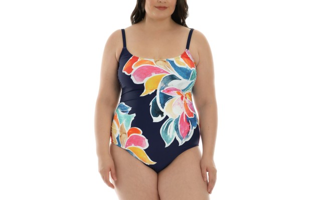  Plus Size Petals In Bloom One-Piece Swimsuit, 18W, Multicolor
