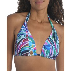 La Blanca Printed Halter Bikini Top Women’s Swimsuit, Blue, 8