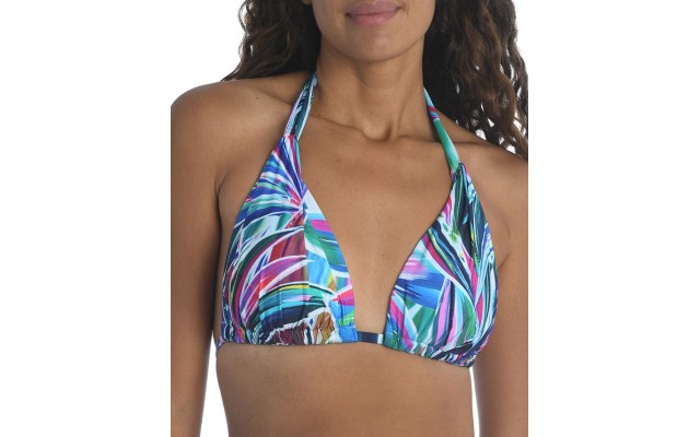  Printed Halter Bikini Top Women’s Swimsuit, Blue, 8