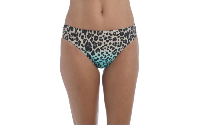  Printed Hipster Leopard Bikini Bottoms, Aquamarine, 4