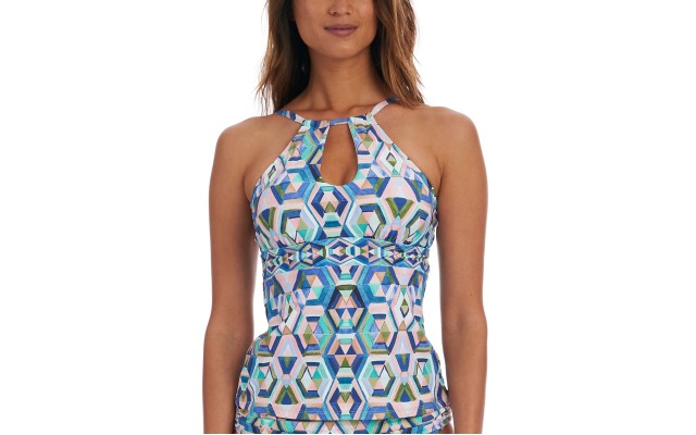  Riviera Renewal High-Neck Tankini Top Women’s Swimsuit, Multicolor, 8