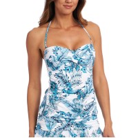 La Blanca Tranq Twist Bandini Tankini Top, Aquamarine,8
