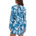  Tranquility Palm Tunic Cover-Up, Aquamarine, X-Large