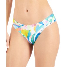 La Blanca Wild Tropic Printed Ruched-Side Hipster Bikini Bottoms, Small, Multicolor
