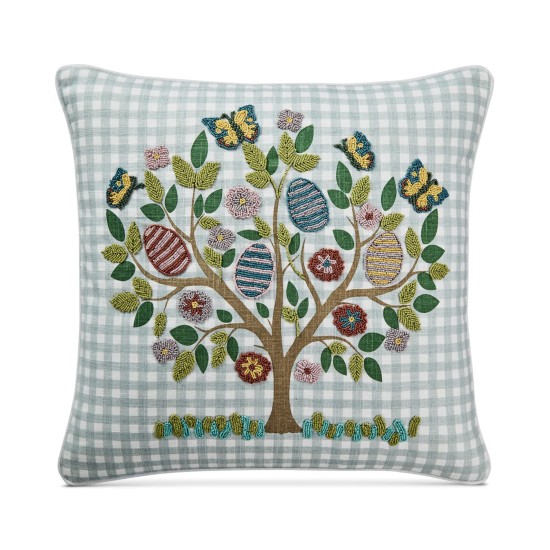  20″ x 20″ Easter Egg Tree Beaded Decorative Pillow, Green