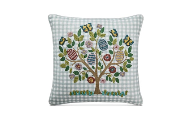  20″ x 20″ Easter Egg Tree Beaded Decorative Pillow, Green