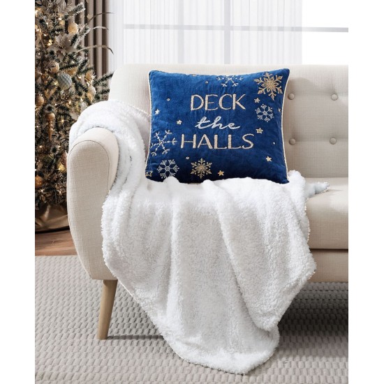  Deck The Halls Decorative Pillow, 20″ x 20″, Navy