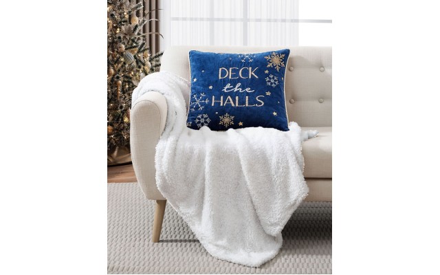  Deck The Halls Decorative Pillow, 20″ x 20″, Navy