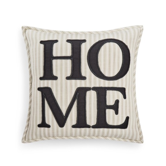  Home Stripe Pillow, Black, 20×20