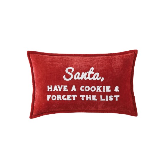  Santa Cookie List Decorative Pillow, 14″ x 24″, Red