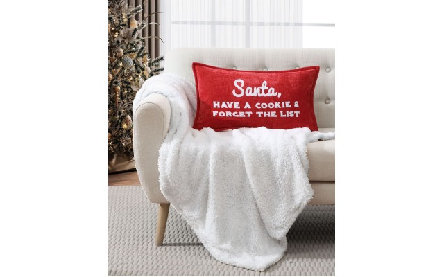  Santa Cookie List Decorative Pillow, 14″ x 24″, Red
