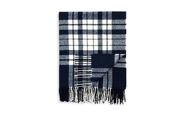 Lands Downunder Plaid Throw, Navy