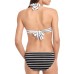 Lauren Ralph Lauren Dylan Striped Metallic-ring Bikini bottom, Black, 16