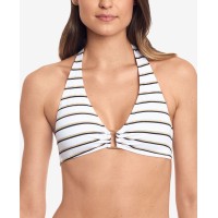 Lauren Ralph Lauren Dylan Striped Ring Bikini Top, White, 12