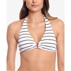 Lauren Ralph Lauren Dylan Striped Ring Bikini Top, White, 12