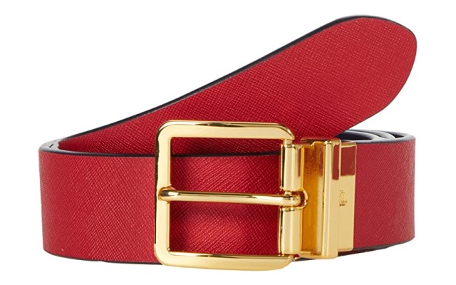  Logo-Tip Pebbled Leather Belt
