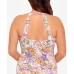 Lauren Ralph Lauren Plus Size Women’s Tummy Control Side-Ruched Tankini, Multi, 20W