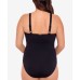 Lauren  Plus Size Stretch High-Neck One-Piece Swimsuit, Black, 18W