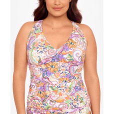 Lauren Ralph Lauren Plus Size Women’s Tummy Control Side-Ruched Tankini, Multi, 20W