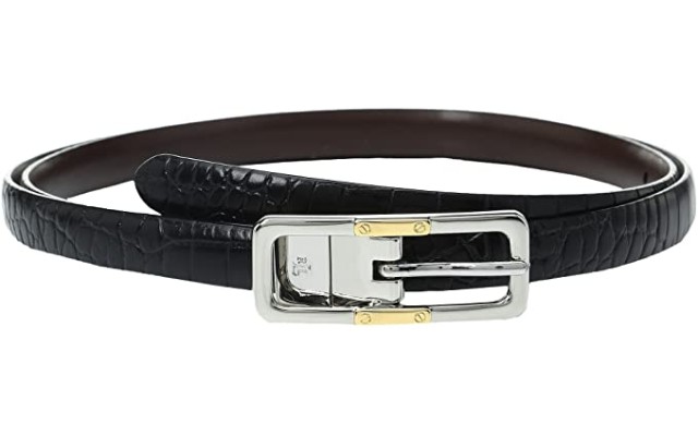 Lauren Ralph Lauren Skinny Reversible Belt, Charcoal L