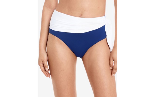  Stretch Side Tie High Waisted Swimsuit Bottom, Blue, 10