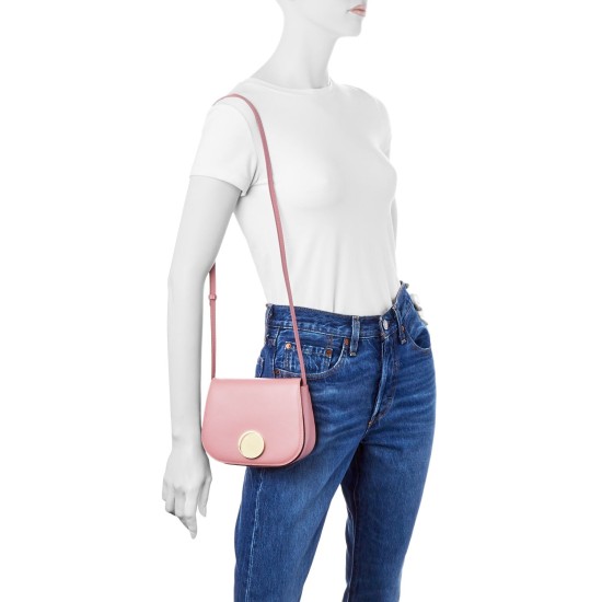  Women’s Pink Leather Adjustable Strap Crossbody Handbag