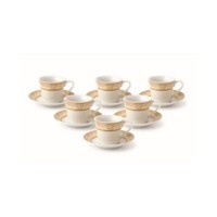 Lorren Home Trends 12 Piece 2oz Espresso Cup and Saucer Set, Service for 6, Gold