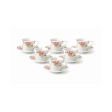 Lorren Home Trends 2 oz.Porcelain Espresso Set-6 Pink Floral and Butterfly Design