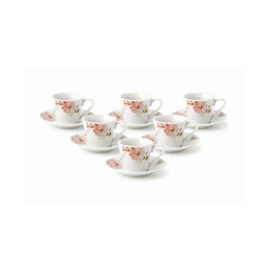  2 oz.Porcelain Espresso Set-6 Pink Floral and Butterfly Design