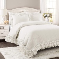 Lush Décor Ella Ruffle Lace 3-Piece Full/Queen Comforter Set, White