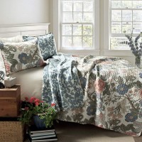 Lush Decor Sydney Cotton 3 Piece Quilt set, Full/Queen, Multi