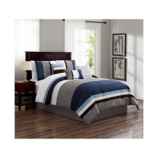 Luxlen Skiles 7 Piece King Comforter Set, Navy
