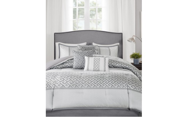  Addison 7-Pc. Queen Comforter Set Bedding, Grey