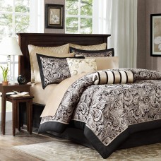 Madison Park Adeline 12-Pc. California King Comforter Set, Black