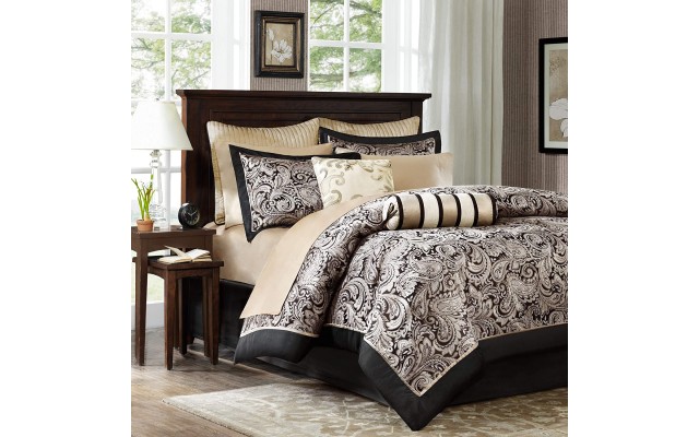  Adeline 12-Pc. California King Comforter Set, Black
