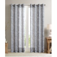 Madison Park Averil 50″ x 63″ Sheer Burnout Bird Grommet Curtain Panel, Gray