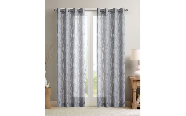  Averil 50″ x 63″ Sheer Burnout Bird Grommet Curtain Panel, Gray