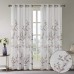  Botanical Sheer Curtains for Bedroom, Modern Contemporary Linen Grommet Living Room, Nature Summer Fashion Panel, Brown, 50 X 18 inch